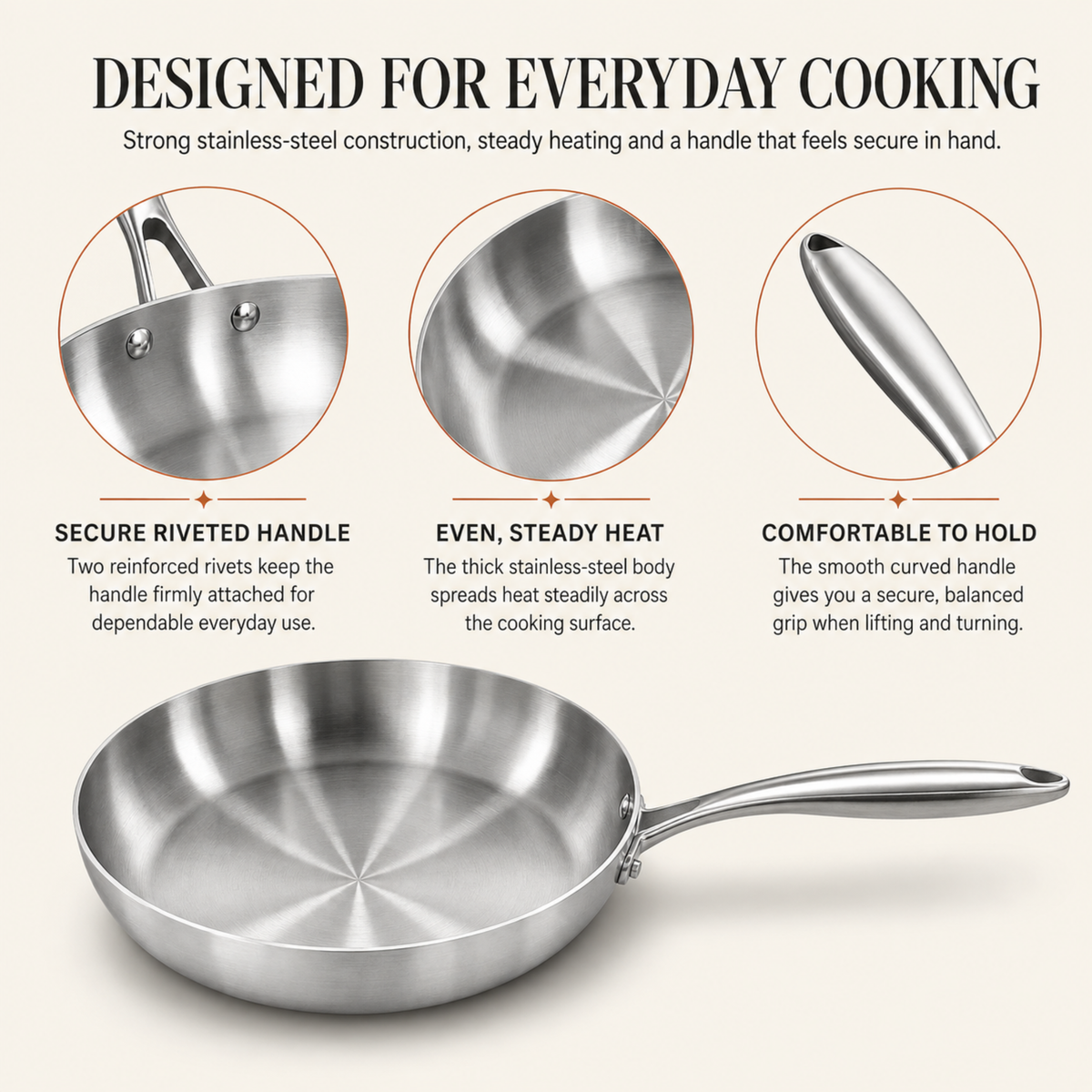 304 Stainless Steel Frying Pan