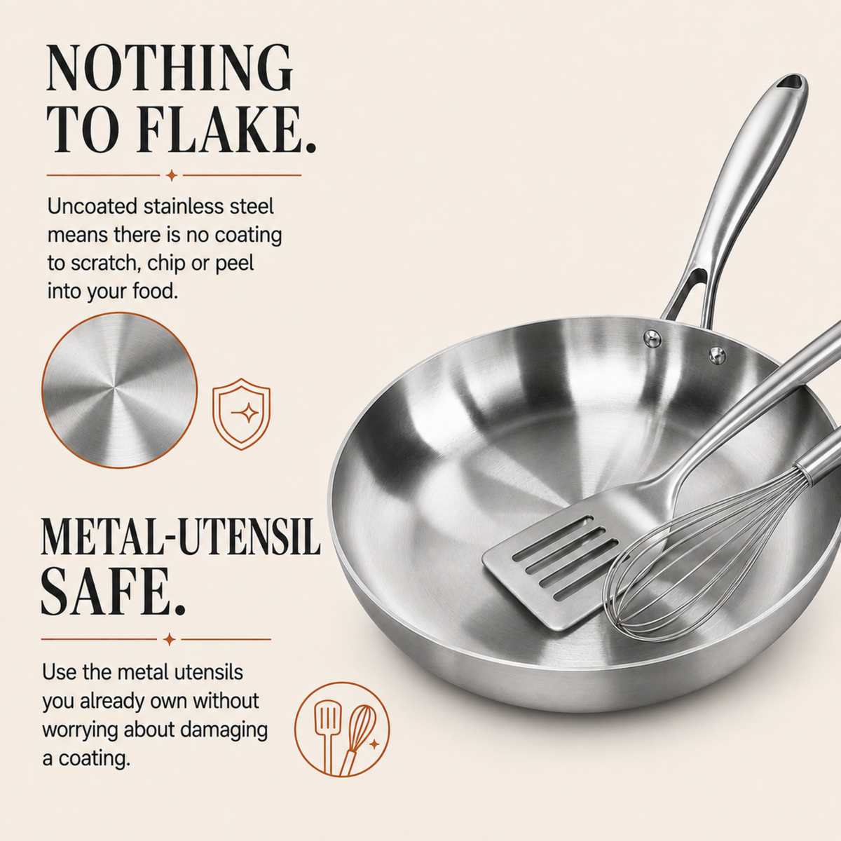 304 Stainless Steel Frying Pan