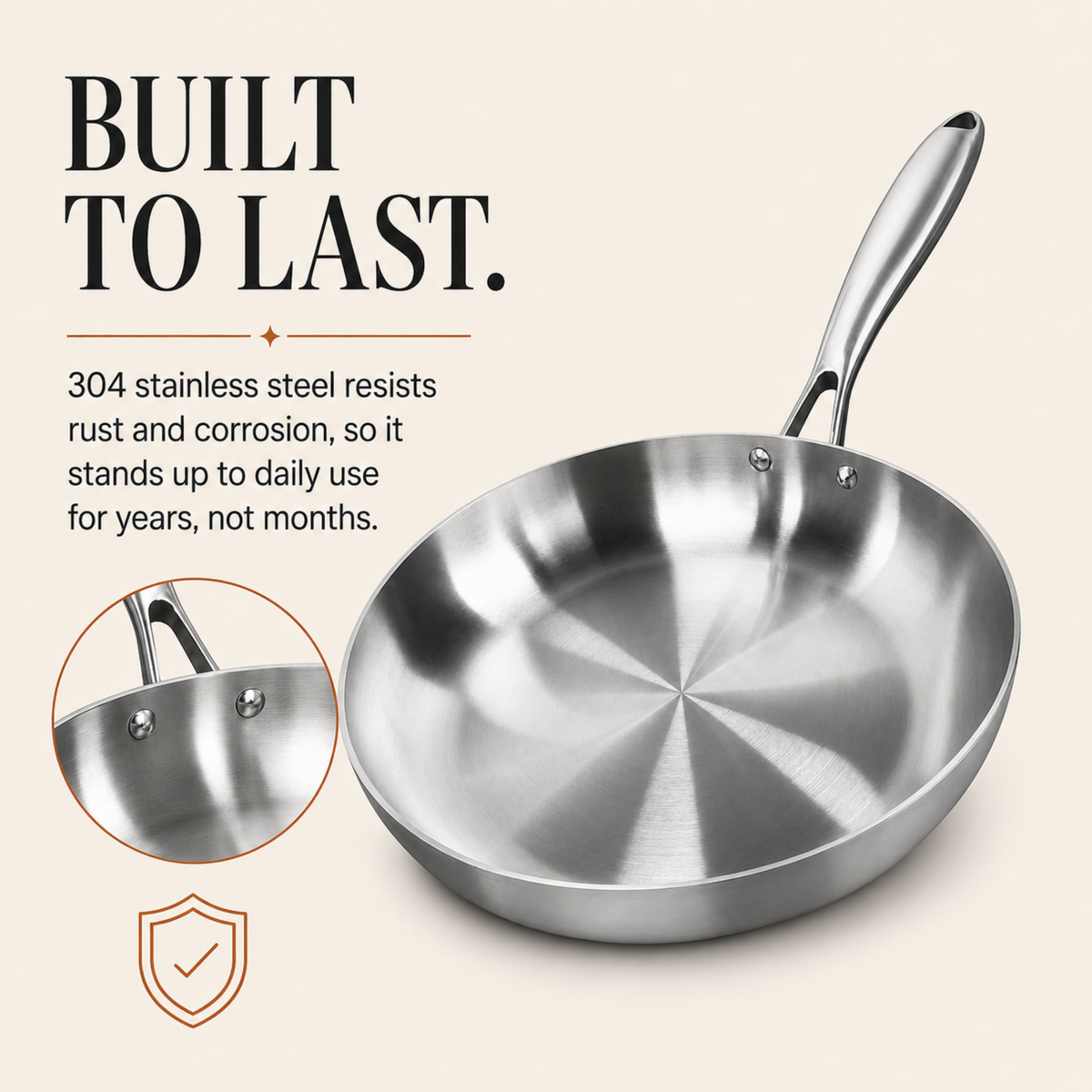 304 Stainless Steel Frying Pan