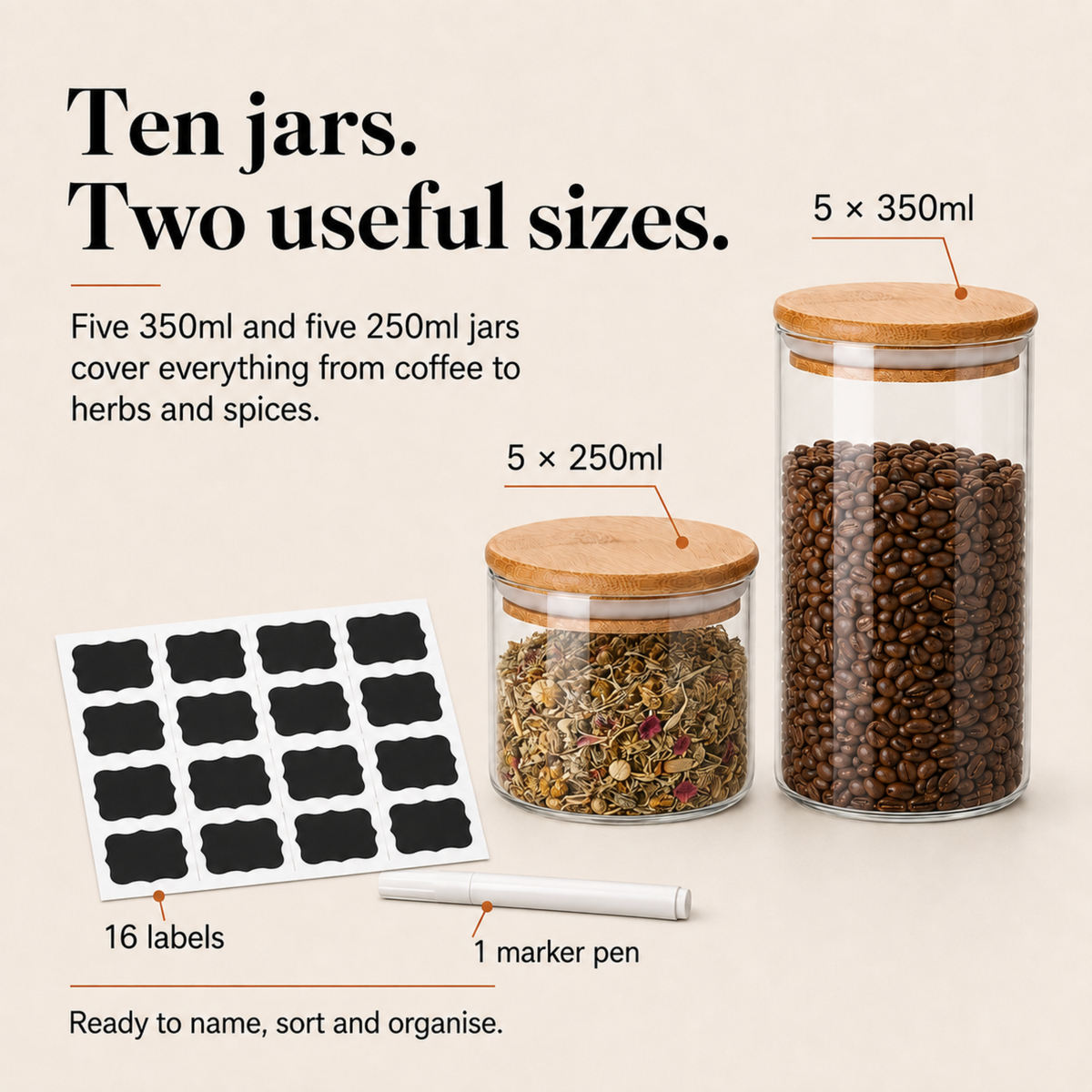 10-Piece Glass Storage Jar Set