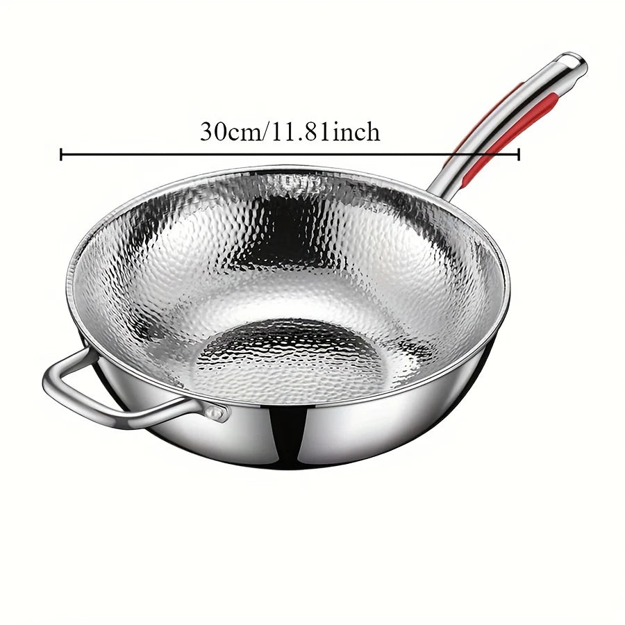 Uncoated Stainless Steel Wok
